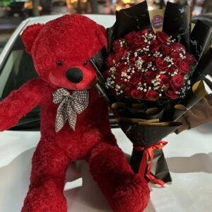 Love You Always ❤️ Teddy & Red Roses Romance Combo
