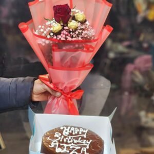 Sweet Duo Delight 💕 Rose, Ferrero & Cake Combo