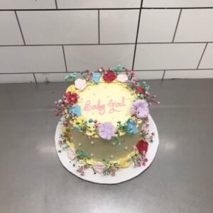 Little Princess Bloom 👑 Baby Girl Celebration Cake
