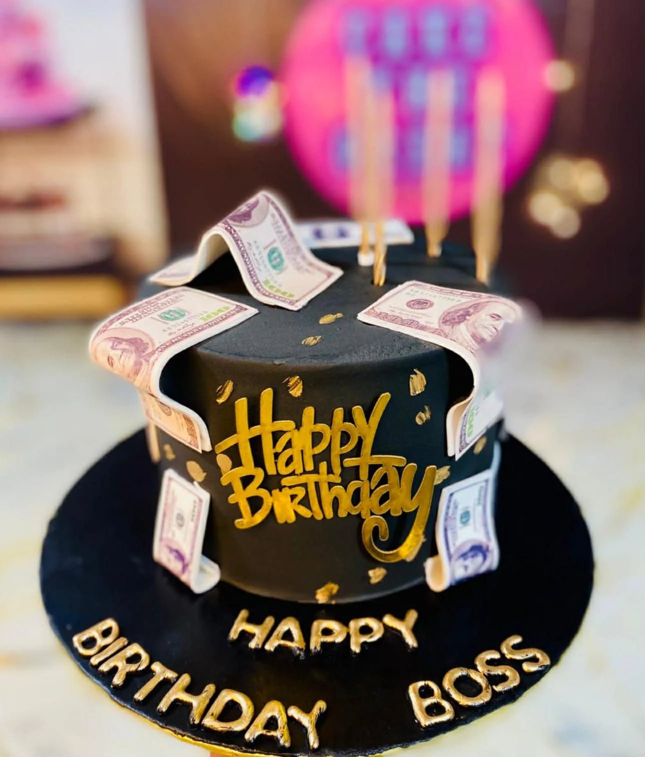 Boss Mode 🖤 Dollar Luxe Birthday Cake – 3 Lbs