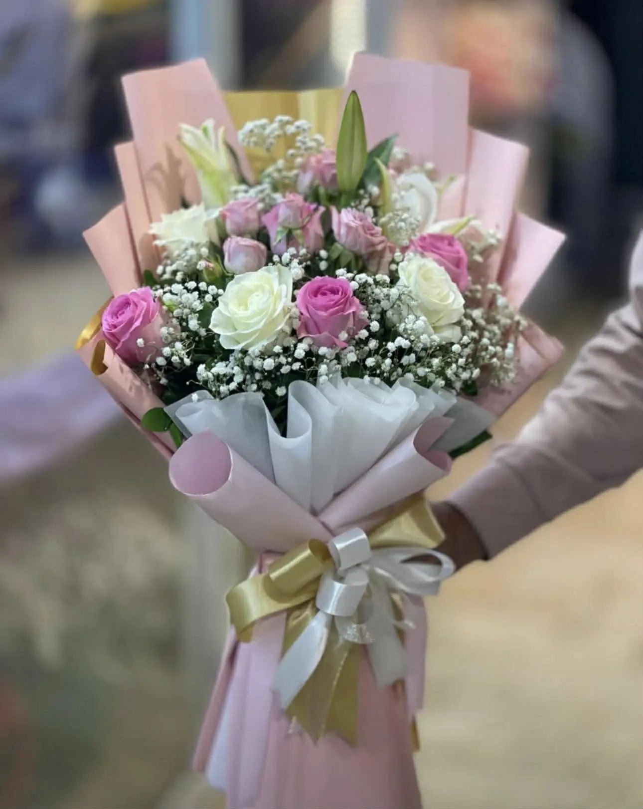 Blush Grace 💗✨ Pink & White Lily Bouquet for Her