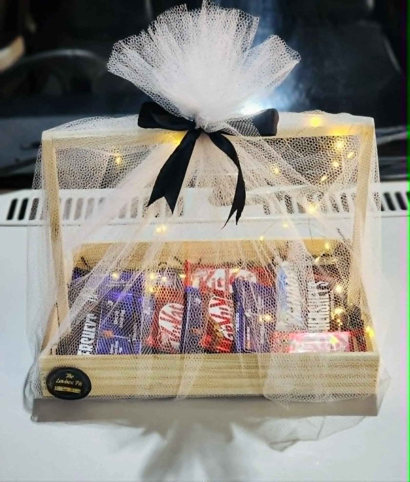 Golden Glow ✨ Chocolate Wooden Basket