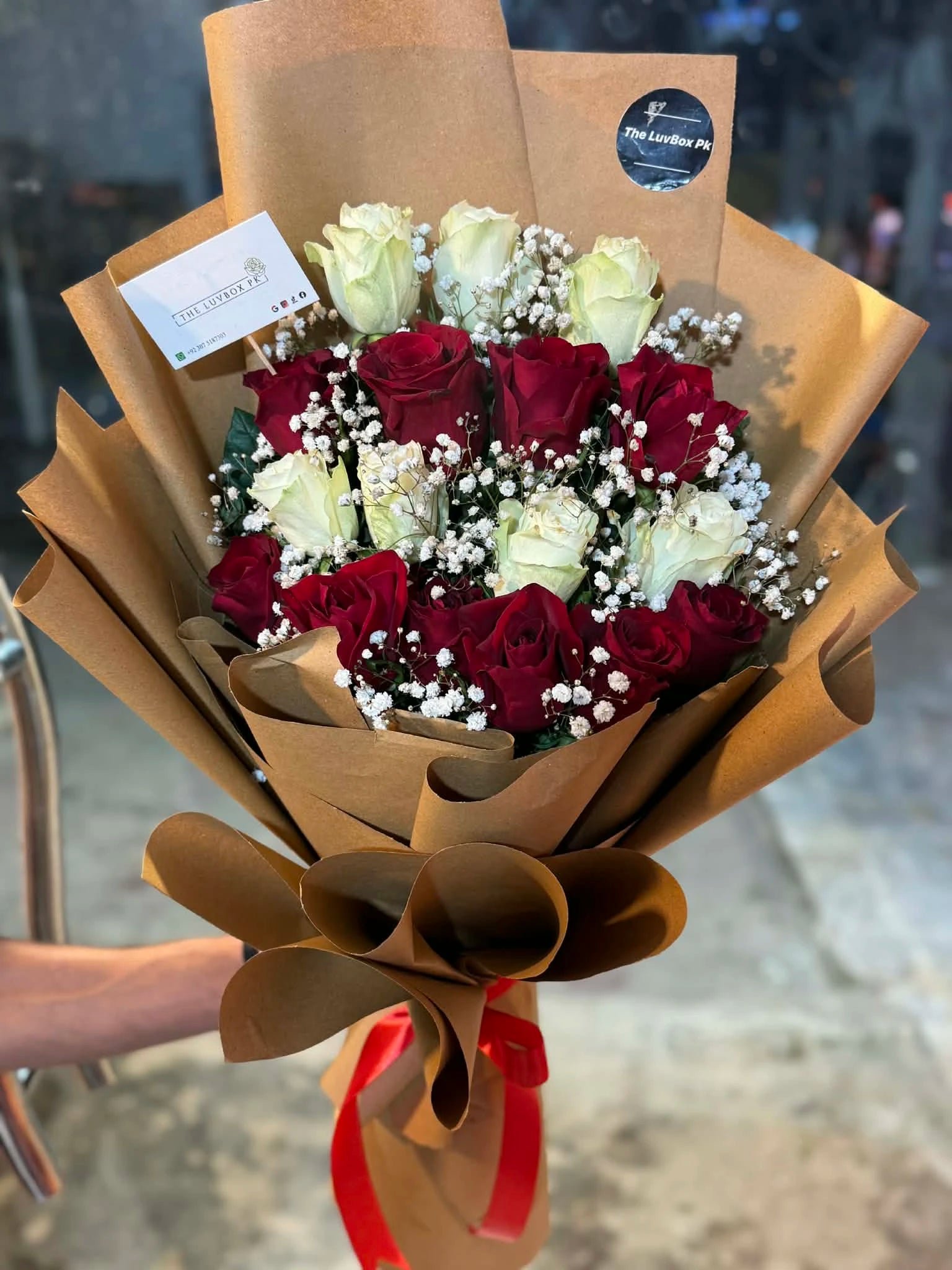 Crimson Pearl Elegance Rose Bouquet