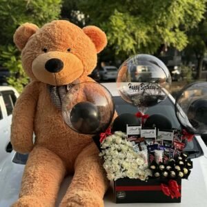 The Grand Hug 💎 6-Feet Luxury Teddy with Chocolate Balloon Box
