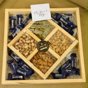 Royal Indulgence Tray – Wooden Dry Fruit & Chocolate Partition Gift