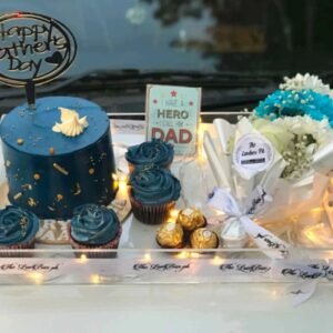 Father’s Day Royal Acrylic Tray – Blue Cake, Cupcakes, Ferrero & Flowers