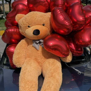 Giant Hug Surprise Teddy with Helium Balloons