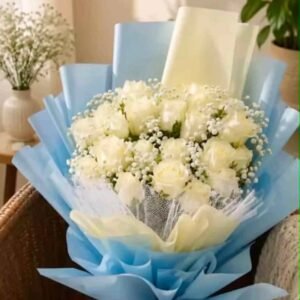 Ivory Prestige – 20 Long Stem White Rose Bouquet for Him