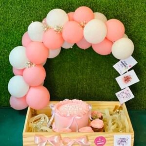 Memories in Bloom – Luxury Birthday Wooden Tray with Cake & Cupcakes