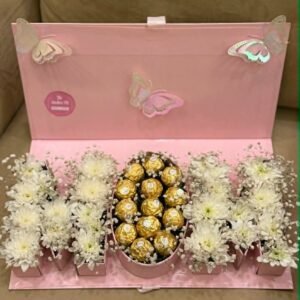Pure Love Reveal – Mother’s Day Luxury Flap Box with White Flowers & Ferrero