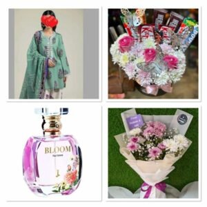 Queen’s Elegance – Mother’s Day Luxury Gift Set (Khaadi Dress, J. Perfume, Flowers & Chocolates)