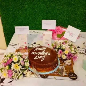 Mother’s Grace Luxe Tray – 2 Perfumes, Floral Arrangement & Premium Cake Gift