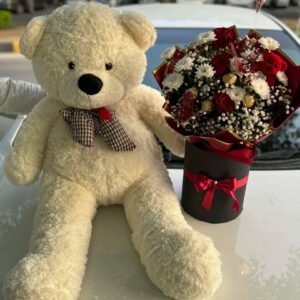 Snowy Love Teddy & Ferrero Bloom Box