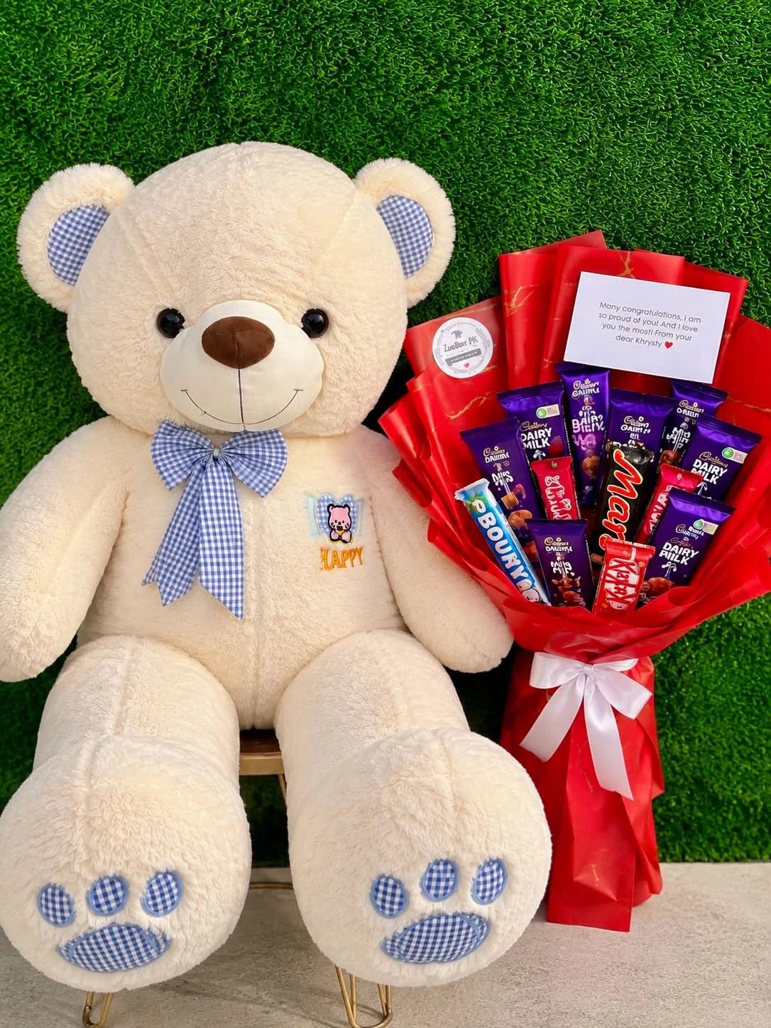Sweet Cuddle Bliss – White Teddy & Luxury Chocolate Bouquet