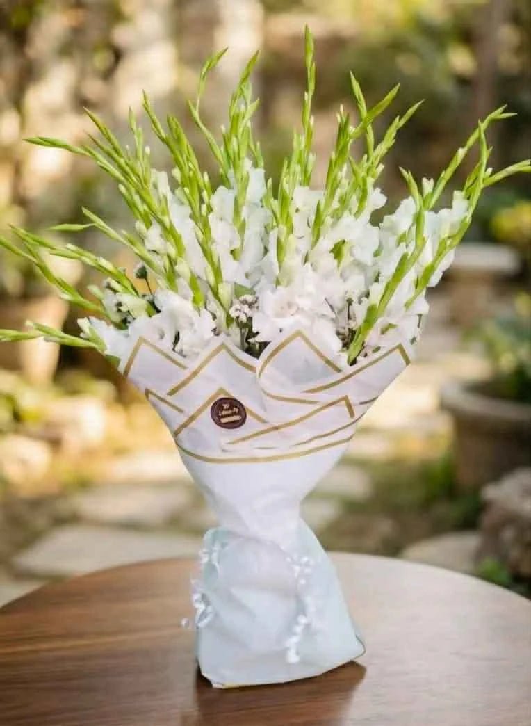 Graceful Gladiolus – Mother’s Day White Flower Bouquet